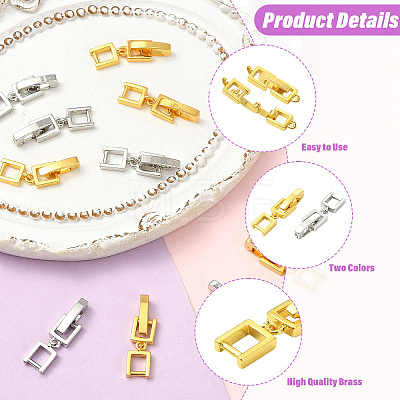 10Pcs 2 Colors Brass Fold Over Clasps KK-CJ0005-87-1