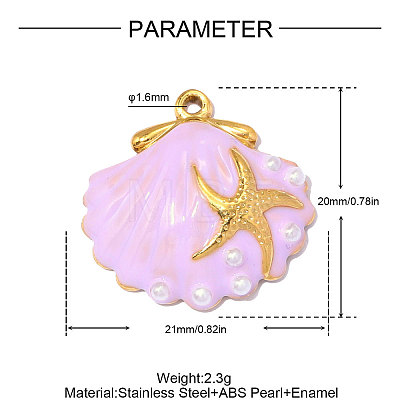 304 Stainless Steel Enamel Pendants STAS-OY013-64G-1