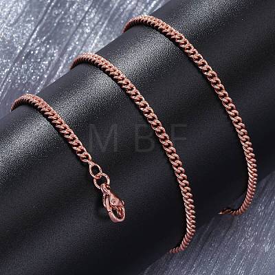 Brass Cuban Link Chain Necklaces for Women NJEW-D302-57RG-1