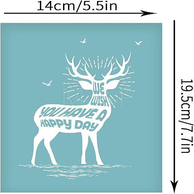 Christmas Reindeer Self-Adhesive Silk Screen Printing Stencil DIY-WH0173-002-1