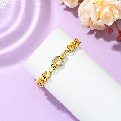 Brass Micro Pave Clear Cubic Zirconia Link Bracelets BJEW-JB13735-1