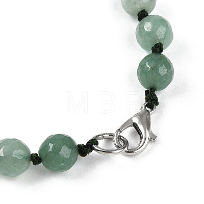 8mm Faceted Round Natural Green Aventurine Beaded Necklaces X-NJEW-F327-01A-02-1