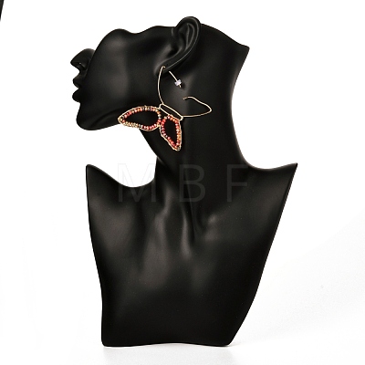 Butterfly Glass Beads Dangle Earrings for Girl Women EJEW-JE04657-02-1