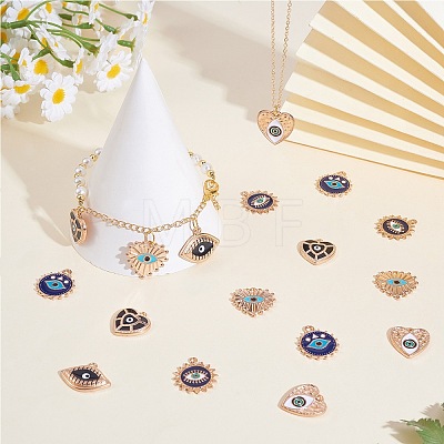 30Pcs 6 Style Alloy Enamel Pendants ENAM-SZ0003-30-1