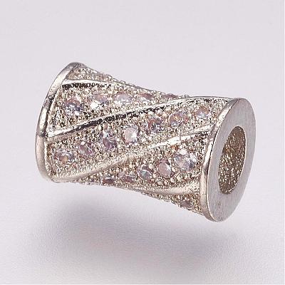 Brass Micro Pave Cubic Zirconia Beads ZIRC-G087-19P-1
