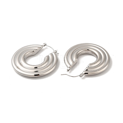 304 Stainless Steel Donut Thick Hoop Earrings EJEW-Z022-05P-1