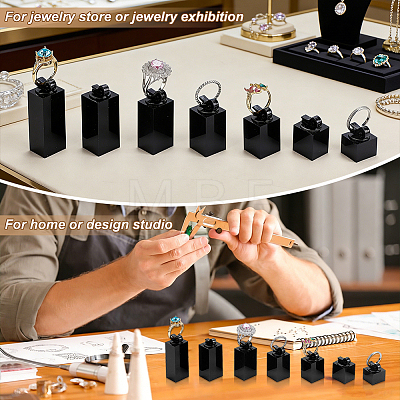 7Pcs 7 Sizes Acrylic Ring Display Riser Stand Sets ODIS-WH0099-256B-1