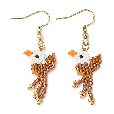 5 Pairs 304 Stainless Steel MIYUKI Glass Seed Beads Bird Dangle Earrings EJEW-MZ00555-1