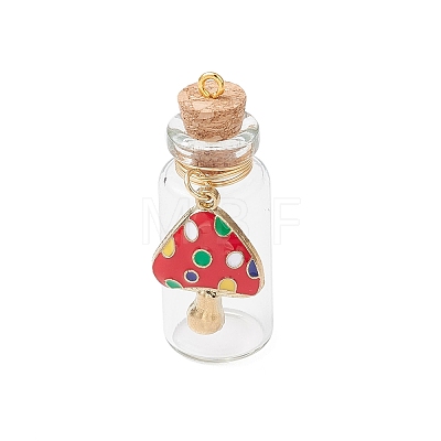 5Pcs Mushroom Wishing Bottle Pendants PALLOY-JF04072-1