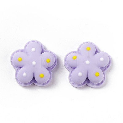 Flower Opaque Resin Cabochons RESI-G041-D03-1