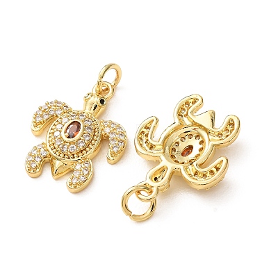 Brass Micro Pave Colorful Cubic Zirconia Pendants CU-E003-18G-07-1