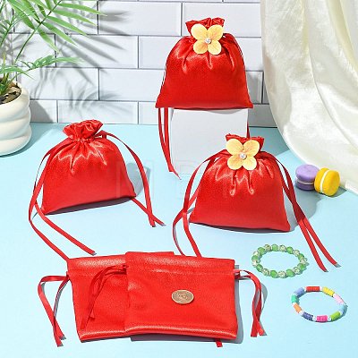 Satin Cloth Drawstring Pouches with Flower ST-CJ0048-001A-1