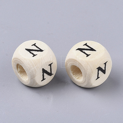 Printed Natural Wood Beads WOOD-T026-001N-1