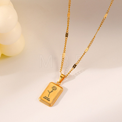 304 Stainless Steel Birth Flower Tag Pendant Necklaces for Women WG25FDF-01-1