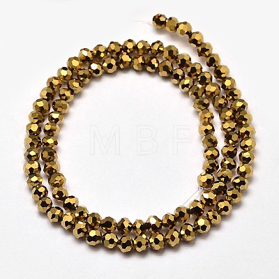 Faceted Round Full Plated Electroplate Glass Beads Strands EGLA-J130-FP02-1