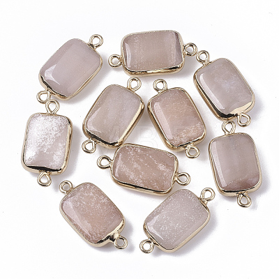 Edge Golden Plated Natural Pink Aventurine Links connectors G-S359-034I-1