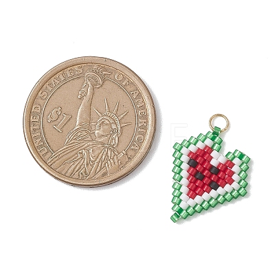 Glass Seed Beaded Heart Pendants PALLOY-MZ01136-1