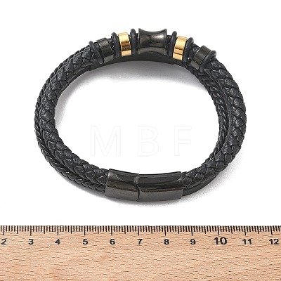 Braided Microfiber Leather Cord & Natural Tiger Eye Multi-strand Bracelets BJEW-C153-01A-1
