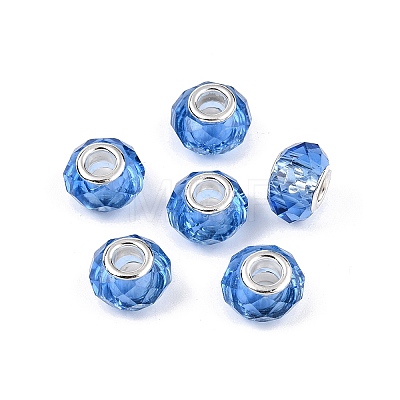 Transparent Glass European Beads GPDL-N004-D14mm-B13-1