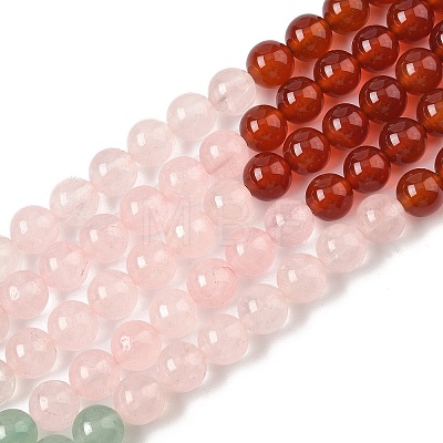 Chakra Natural Yellow Jade & Crystal Quartz & Green Aventurine & Rose Quartz & Carnelian & Sodalite & Amethyst Beads Strands G-NH0002-E03-6mm-1