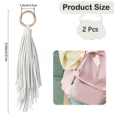 2Pcs PU Leather Tassel Pendant Keychains FIND-CL0002-41C-1