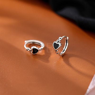 Heart Brass Enamel Hoop Earrings FS-WG22EC0-01-1