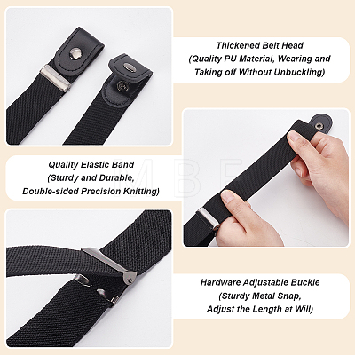 Fingerinspire 6Pcs 2 Colors Canvas Elastic Invisible Belt with Alloy Buckles AJEW-FG0003-99-1