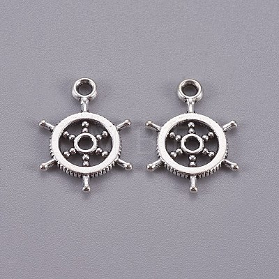 Tibetan Style Alloy Helm Pendants TIBEP-16625-AS-NR-1