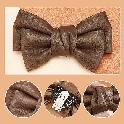 Leather Bowknot Shoe Decorations AJEW-WH0323-23E-1