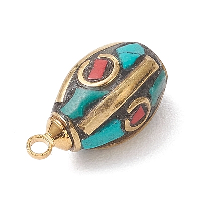 Synthetic Coral and Turquoise Pendants PALLOY-JF05134-1
