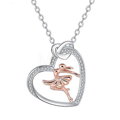 Brass Micro Pave Clear Cubic Zirconia Pendant Necklaces FS-WGB309C-01-1