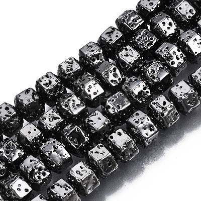 Electroplated Natural Lava Rock Beads Strands G-T114-64-1