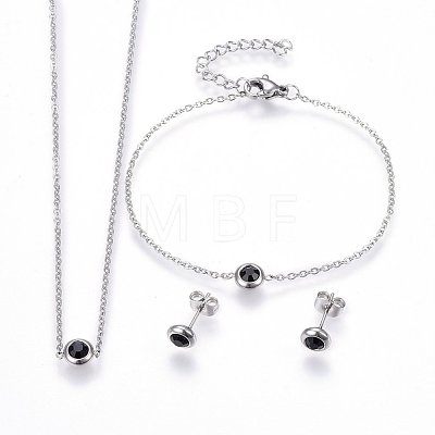 304 Stainless Steel Jewelry Sets SJEW-H144-24C-1