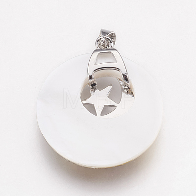 Natural Black Lip Shell Pendants KK-F751-E01-1