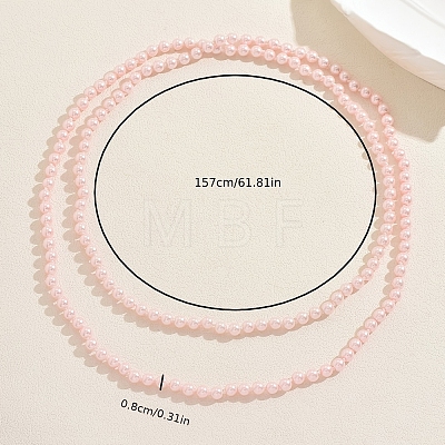French Style 8MM Round Plastic Imitation Pearl Beaded Long Necklaces for Women EA7399-3-1