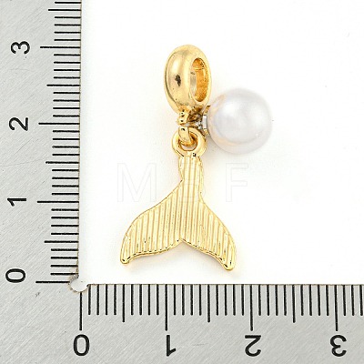 Rack Plating Alloy Pave Rhinestone Fishtail European Dangle Charms FIND-B034-22G-01-1