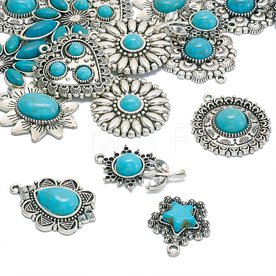 18Pcs 9 Style Tibetan Style Alloy Pendants FIND-TA0003-76-1