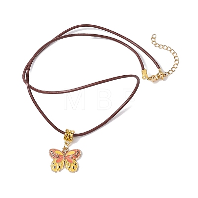 Alloy Enamel Butterfly Pendant Necklaces NJEW-JN04580-01-1