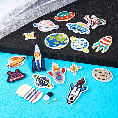 Rocket Spaceman Computerized Embroidery Cloth Iron On/Sew On Patches DIY-TA0008-36-1