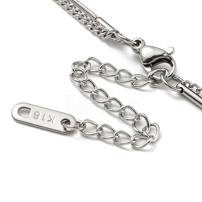 304 Stainless Steel Round Snake & Curb Chains Double Layer Necklaces NJEW-K257-07P-1