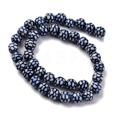 Handmade Blue and White Porcelain Beads Strands PORC-I027-03D-1