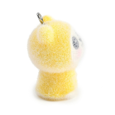 Animal Theme Flocky Resin Pendants LS-RESI-M051-01D-1