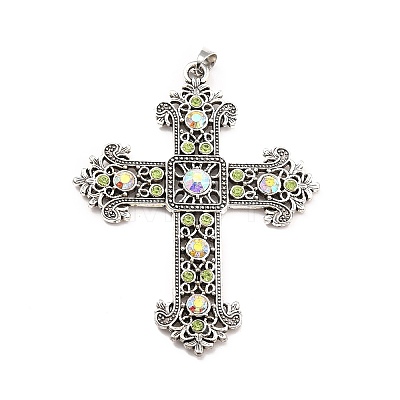 Alloy Rhinestone Big Pendants PALLOY-P278-01AS-1