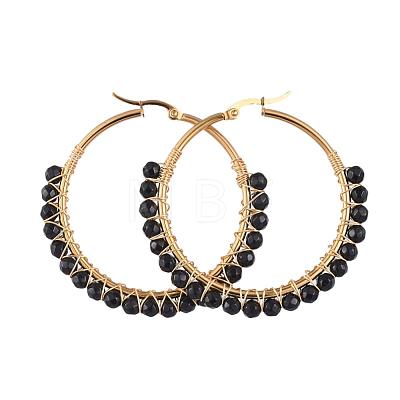 Beaded Hoop Earrings EJEW-JE03830-04-1