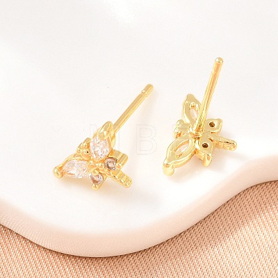 Brass Micro Pave Cubic Zirconia Stud Earrings for Women KK-A305-08G-02-1