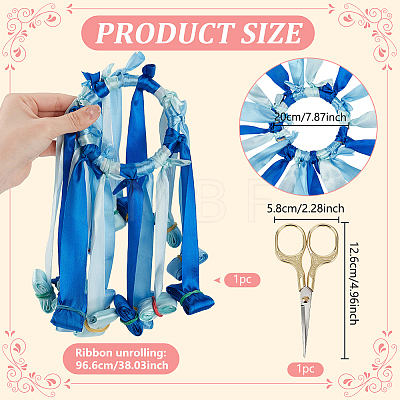 Polyester Single Face Satin Ribbon with Wood Hanging Ornaments HJEW-BC00120-1