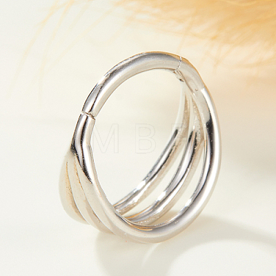 Rhodium Plated 925 Sterling Silver Triple Rings Hoop Earrings for Women IG8200-2-1