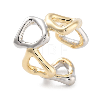 Brass Triangle Open Cuff Ring for Women RJEW-C102-14GP-1