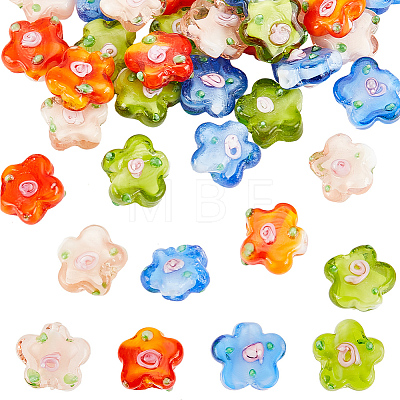 32Pcs 4 Colors Handmade Lampwork Beads LAMP-DC0001-08-1