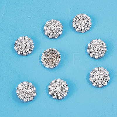 SUPERFINDINGS 8Pcs 1-Hole Alloy Rhinestone Shank Buttons FIND-FH0008-86P-1